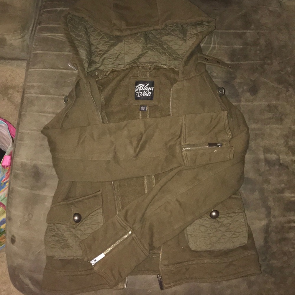 Olive green sweatshirt material jacket